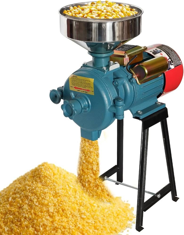 Electric Grain Mill Grinder 3000W, 110V Commercial Electric Feed Mill Dry Grinder, Rice Corn Grain Coffee Cereals Grinders with Funnel (Dry)