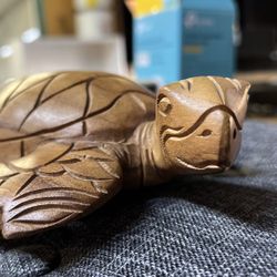 Hand Carved Wood Turtle From Hawaii
