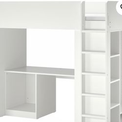 Cama De IKEA Con Escritorio, Estanterías Y Armario 