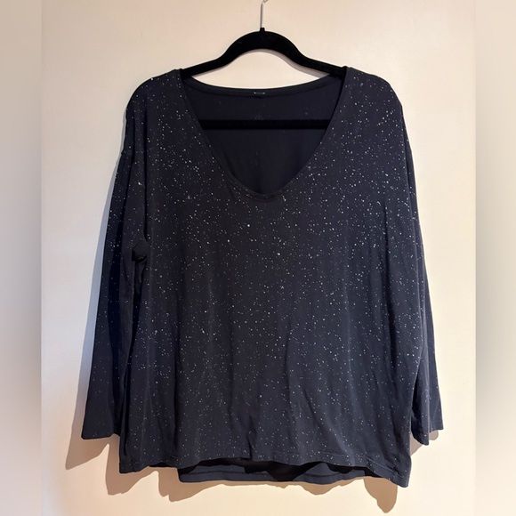 Lululemon Back In Action Long Sleeve V Splatter Dye Black