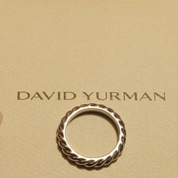 David Yurman Sculpture Cable Narrow Ring Band Size 7 .925 Sterling Silver 