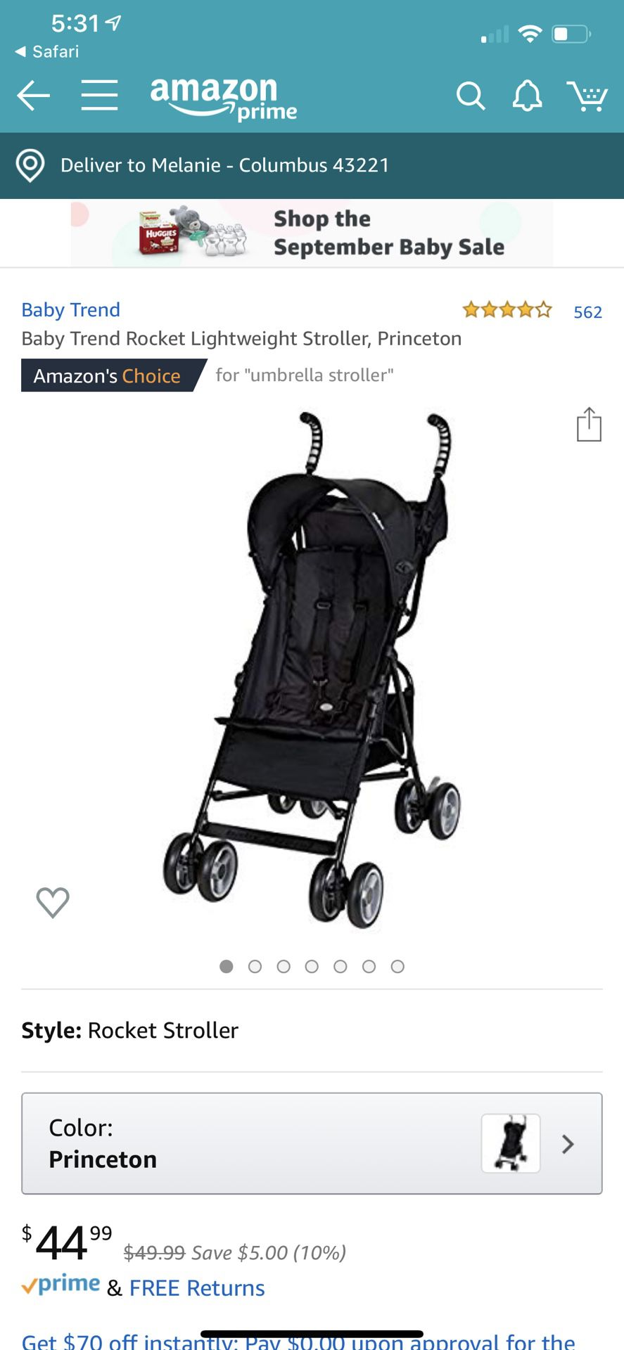 Babytrend lightweight stroller