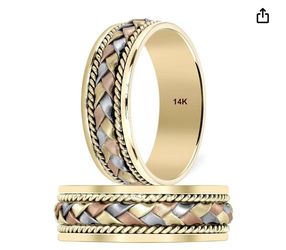 BEAUTIFUL TRI COLOR 14 Karat Gold SOLID WEDDING BAND