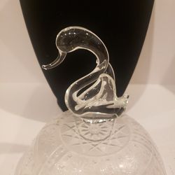 Vintage Art Glass Swan 3"  Clear Hand Crafted F8