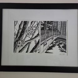 Original linocut print of Artist 'Ashley Cameron'