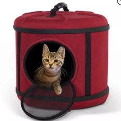 K&H Mod Capsule Red Pet Carrier For Cats Small Dogs Sturdy Mesh Door Safe Travel