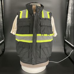 Reflective Puffer Vest w/ Detachable Hood 