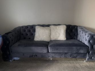 Velvet Grey Couch 