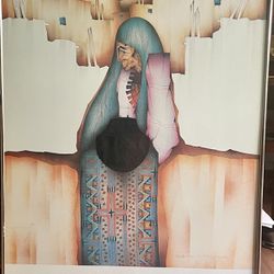 1987 Rare Amado Pena Arizona Native American Indian Abstract Lithograph Print Framed 