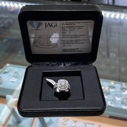 One 14k White Gold 1.91 cttw Diamond Double Halo Engagement Ring