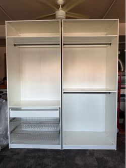 IKEA Pax Tall Closet Set with Sliding Doors Mehamn Wardrobe Organizer Shelves Storage Cabinet