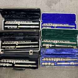 Lot Of 6 Metal Flutes Mix Brands 