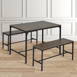 🖤Black Friday🖤 Homy Casa Lomaner 43.3 Inch Small Space Kitchen Dining Table Set Walnut