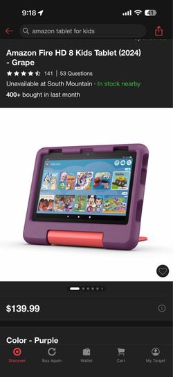 Amazon Fire HD 8 Kids Tablet (2024) Purple