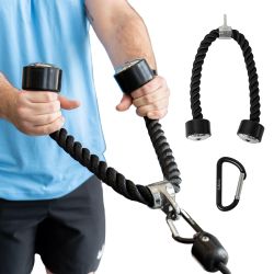 Tricep Rope Cable Attachment, 27" Tricep Pull Down Attachment Carabiner, Rope Attachment for Cable Machine, Gym Rope Attachment, Cable Rope Attachment