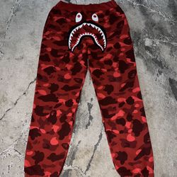 Bape Red Camo Shark Sweat Pants🩸