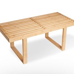 Brand New In The Box- Bamboo Nelson Slat Wooden Bench, Small Wood Benches for Entryway, Living & Dining Room, Kitchen, Bedroom, Bathroom, Hallway, Fro