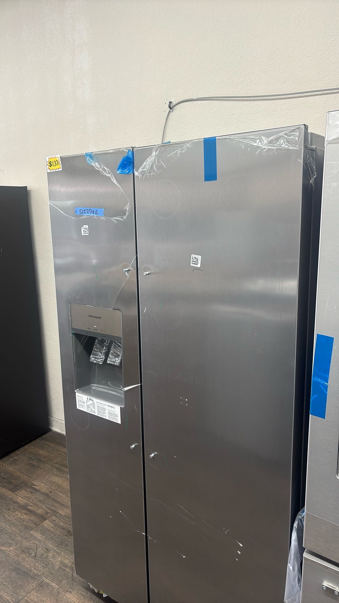NEW FRIGIDAIRE SIDE BY SIDE STAINLESS STEEL REFRIGERATOR