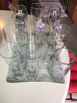 12 assorted beer glasses