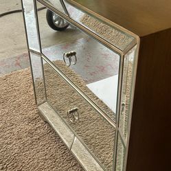 Mirrored Nightstand - (2)