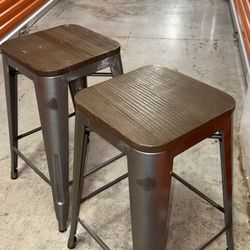 Industrial Metal & Wood Bar Stools