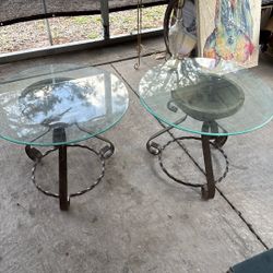 Brown Glass Concrete Table With Concrete Base Two