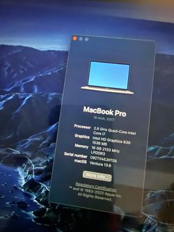 MacBook pro 15 inch 2017 $400 obo