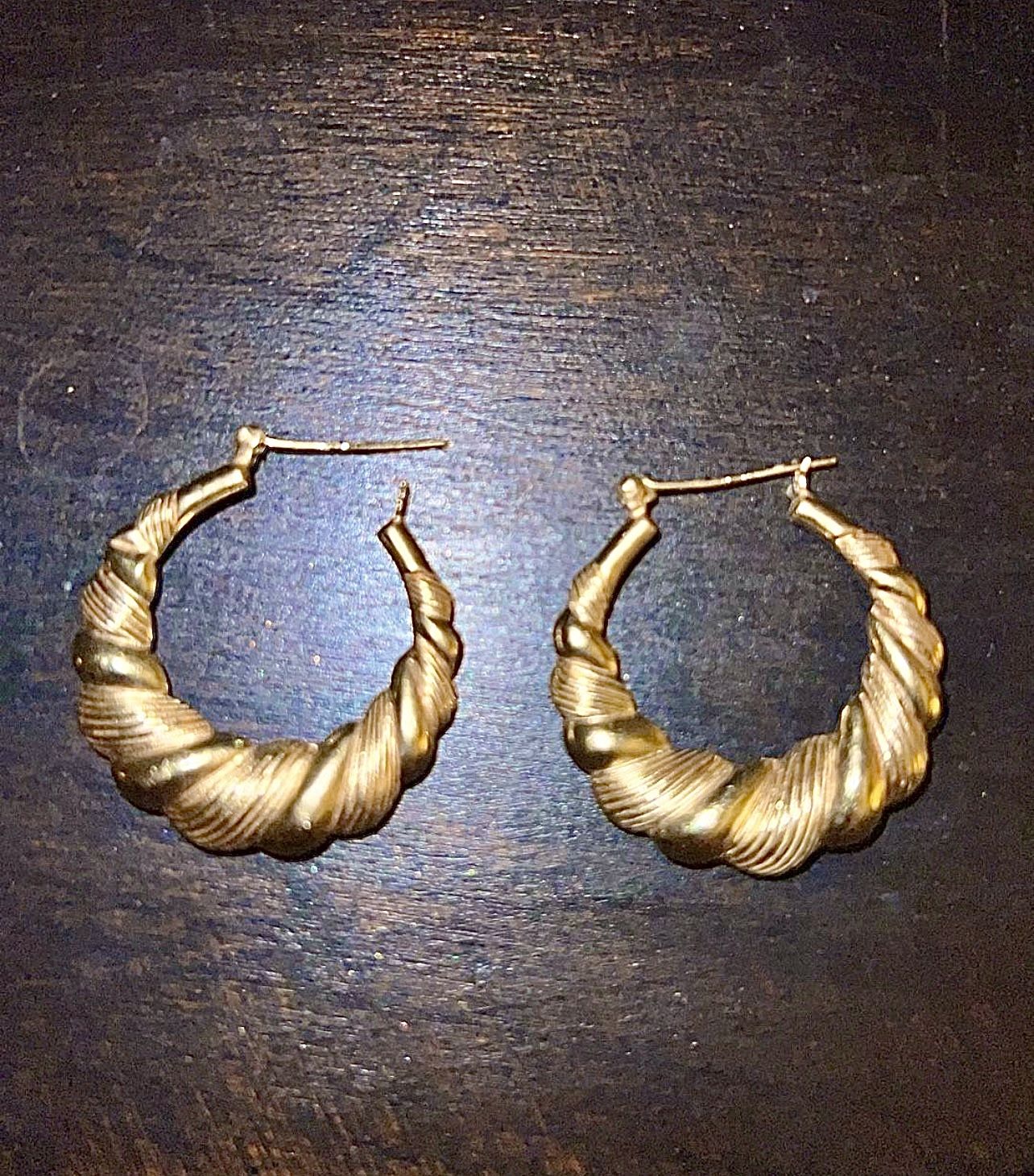14K Gold hollow Hoops $150 1.5HX1W