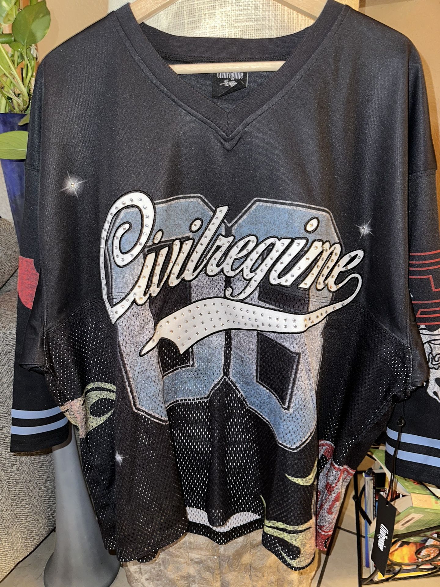 Civilregime Football Jersey With Rhinestones