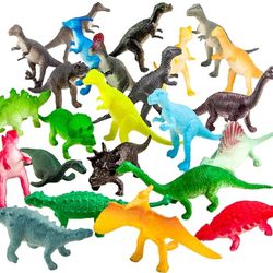
82 Piece Mini Dinosaur Toy Set for Dino Party Favor Supplies Birthday Cupcake Toppers - Assorted Vinyl Plastic Figure Toys for Kids Toddler Pinata Fi