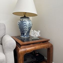 Burled Wood Chinoiserie Ming Styled Coffee Table and End Table by Century