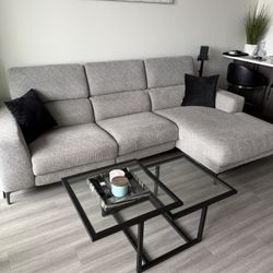 Grey Couch With Recliners 