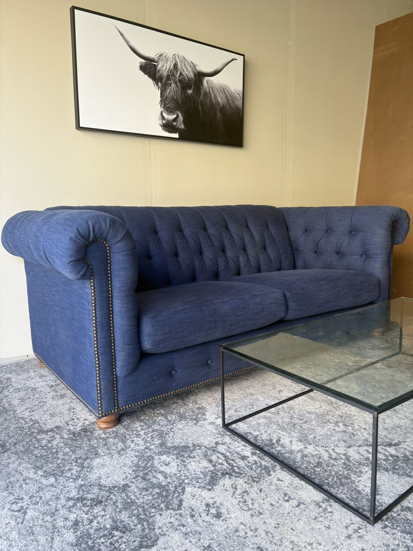Anthropologie Blue Chesterfield Sofa Couch