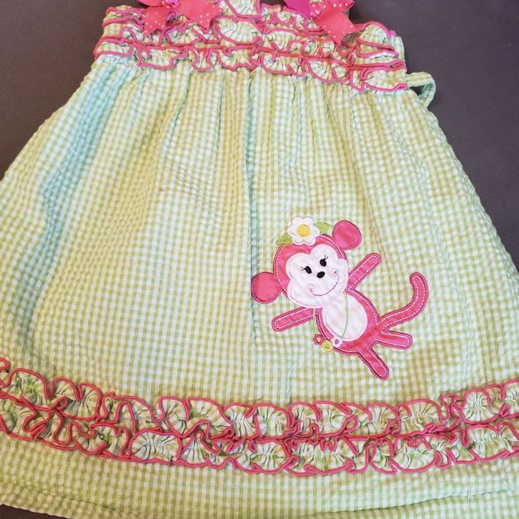 Rare Editions Gingham Monkey 3T Dress