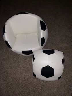 Kids Children Soccer Theme Chair Armchair Sofa with Ottoman Furniture Set