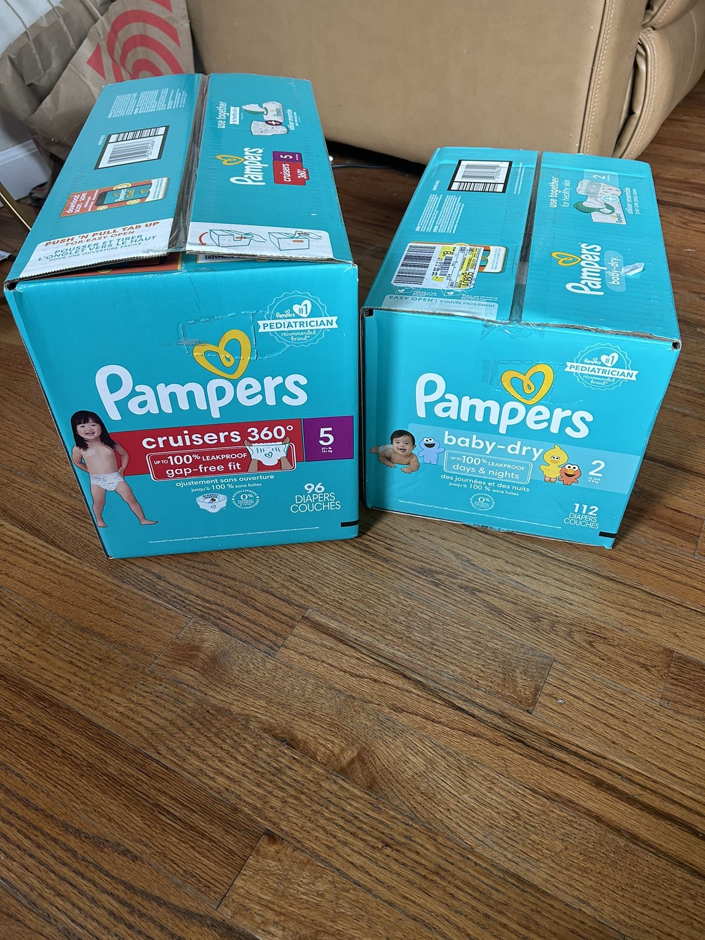 Unopened Pampers Diaper Boxes Size 2 & 5