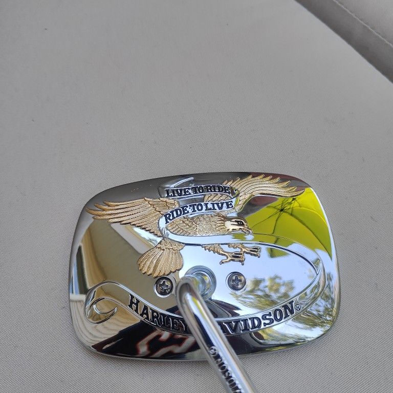 Harley Davidson Branded Chrome Mirror Gold Eagle Live To Ride ( Right Side)