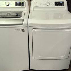 LG ELITE WHITE TOPLOAD WASHER & ELECTRIC DRYER SET