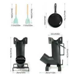 New In Box Metal Rocket Burner Camping Camp Site Wood Burning Stove With Pam And Cooking Utensil Fishing Picnic Stove 