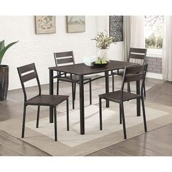 BLACK FRIDAY LIMITED TIME QUANTITIES - INDUSTRIAL ANTIQUE BROWN FINISH 5 PIECE DINING TABLE SET KITCHEN DINETTE / MESA SILLAS