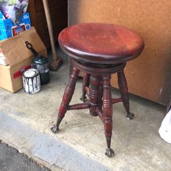Mid century piano stool USA claw glass feet