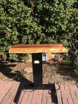 Live Edge Redwood Slab Stand Up Desk 