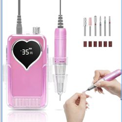 Electric Nail Drill Professional: Rechargeable Nail File with Bits for Acrylic Gel Nails, Professional Nail Drill Manicure Pedicure Polishing Shape To