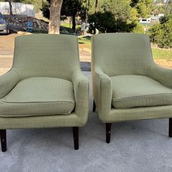 Mid-Century Style Accent Chairs – Set of 2 – Chartreuse Green