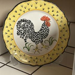 Kitchen Large Rooster Plate Decor 13"X13"