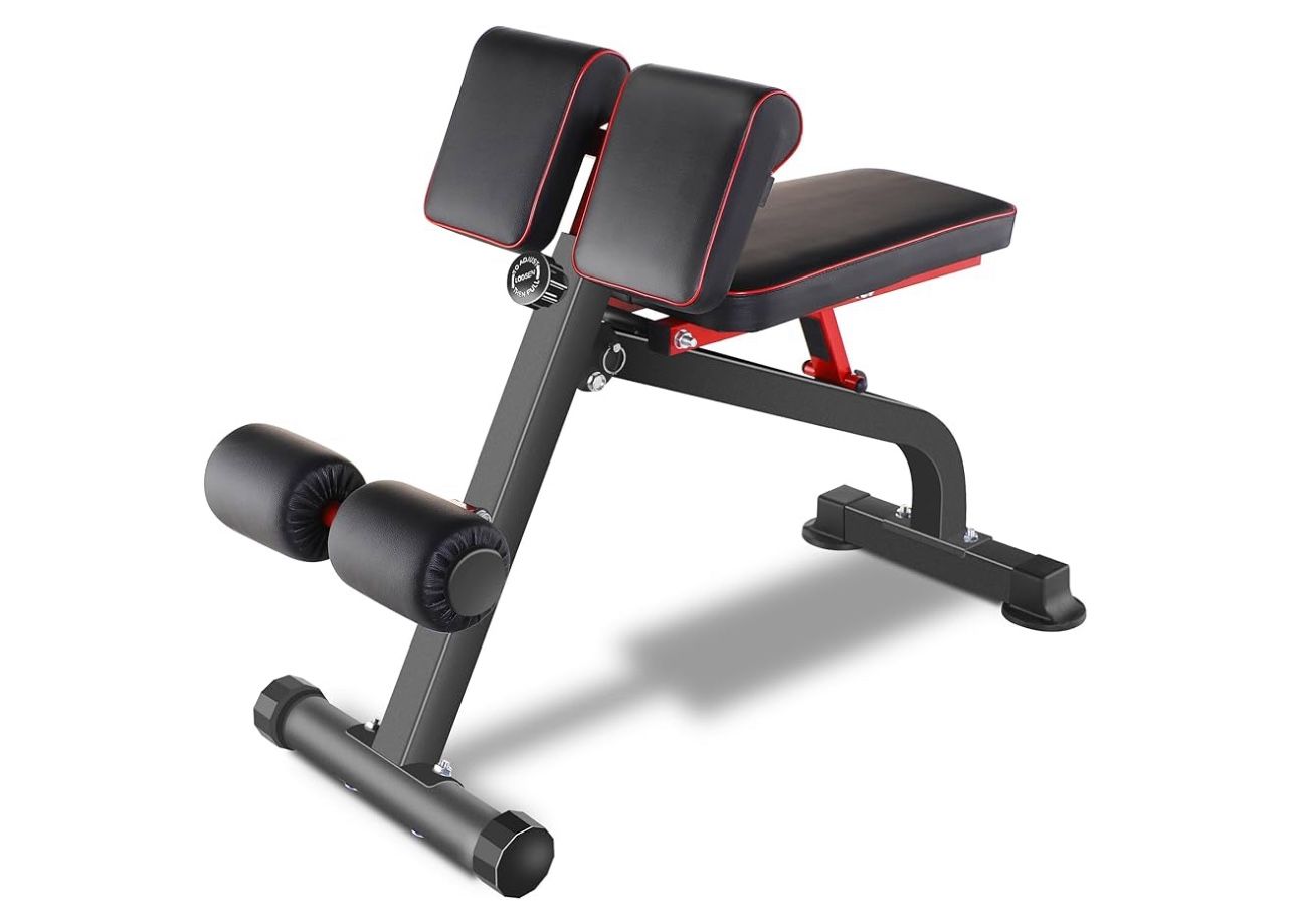 BODYRHYTHM Compact Adjustable Weight Bench for Full Body Strength Training, Ab/Back Hyper Roman Chair, Adjustable Ab Sit up Bench, Incline Decline Ben