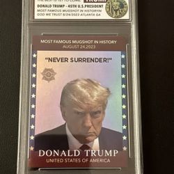 US 45th President Donald Trump Mugshot Paper Trading Card Never Surrender