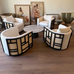 BRAND NEW!! FOUR HANDS - 4 Swivel Barrel Chair Living Set
