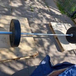 55 lb Olympic Bumper Pair + Bar **$180**
