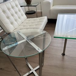 Glass And Chrome Round Side Table End Table